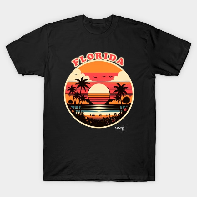 Florida Flair: Sunshine State Vibes - American Vintage Retro style USA State T-Shirt by LollipopINC